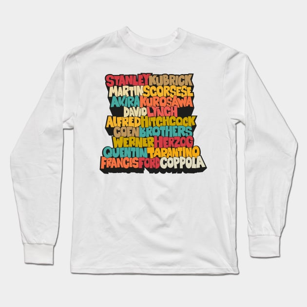 Legendary Movie Directors - Blockletter Typo Style Series Long Sleeve T-Shirt by Boogosh